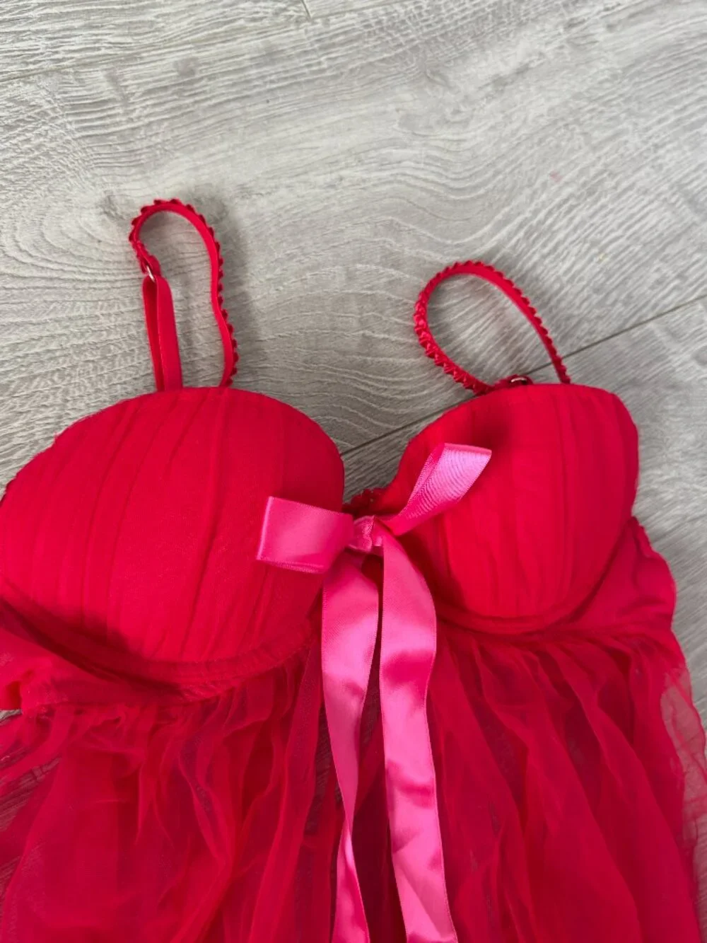 Victoria’s Secret Sexy Little Things Hot Pink Babydoll & Open Crotch Panty Set - Picture 3 of 13